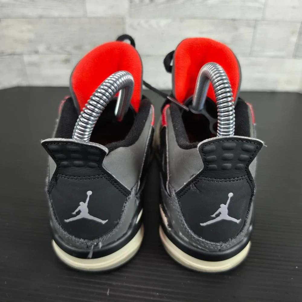 Jordan 4 Retro Infrared Dark Grey Black Sneakers BQ7669-061 Kids Size 1Y